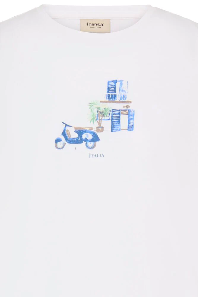 FRANSA Finley Italia Cotton T-Shirt - White - Image 2
