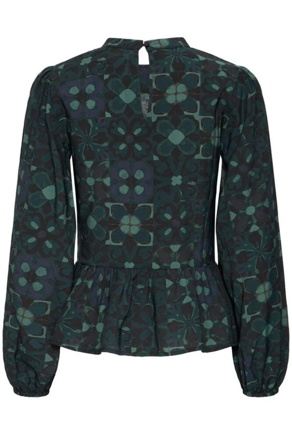 ICHI Gilea Floral Peplum Blouse - Green - Image 2