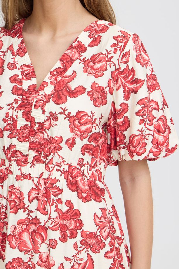 ICHI Gilvis Floral Midi Dress - Red - Image 4