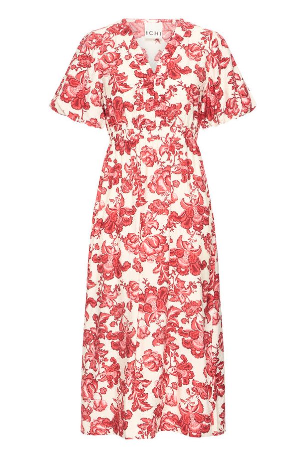 ICHI Gilvis Floral Midi Dress - Red - Image 6
