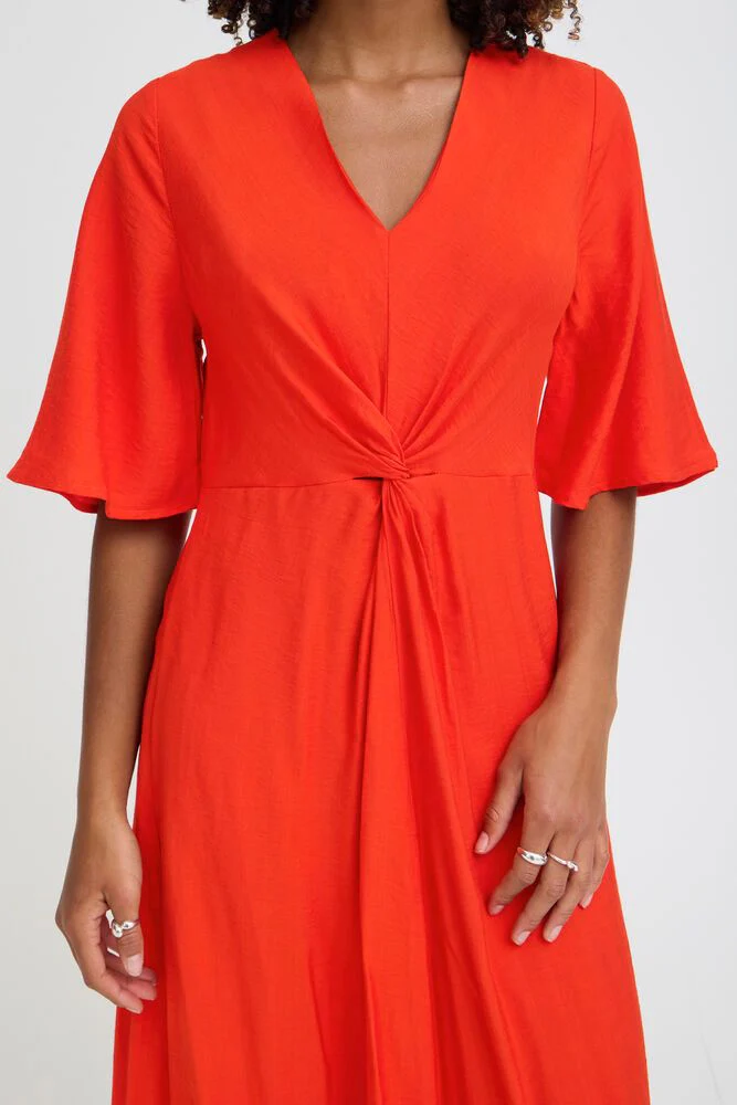 ICHI Imelda Midi Dress - Red - Image 5
