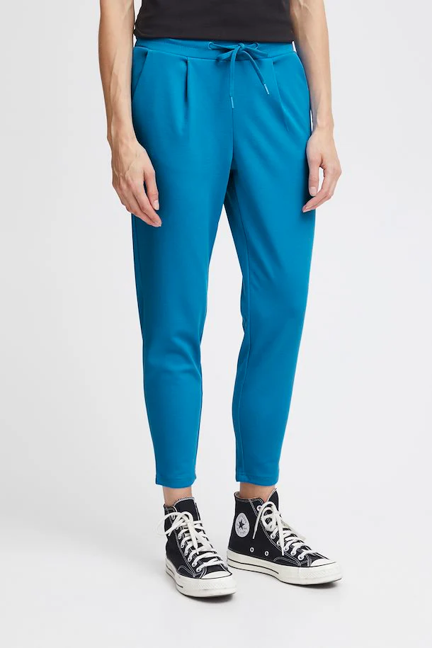 ICHI : Kate Cropped Trousers - Blue
