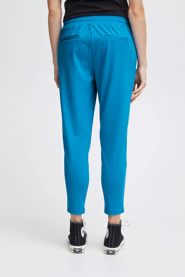 ICHI : Kate Cropped Trousers - Blue - Image 4