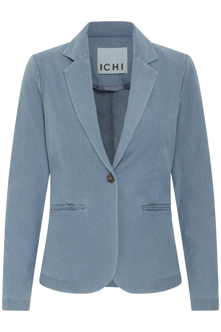 ICHI Kate Denim Blazer - Light Blue - Image 4