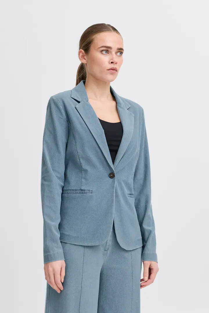 ICHI Kate Denim Blazer - Light Blue - Image 5