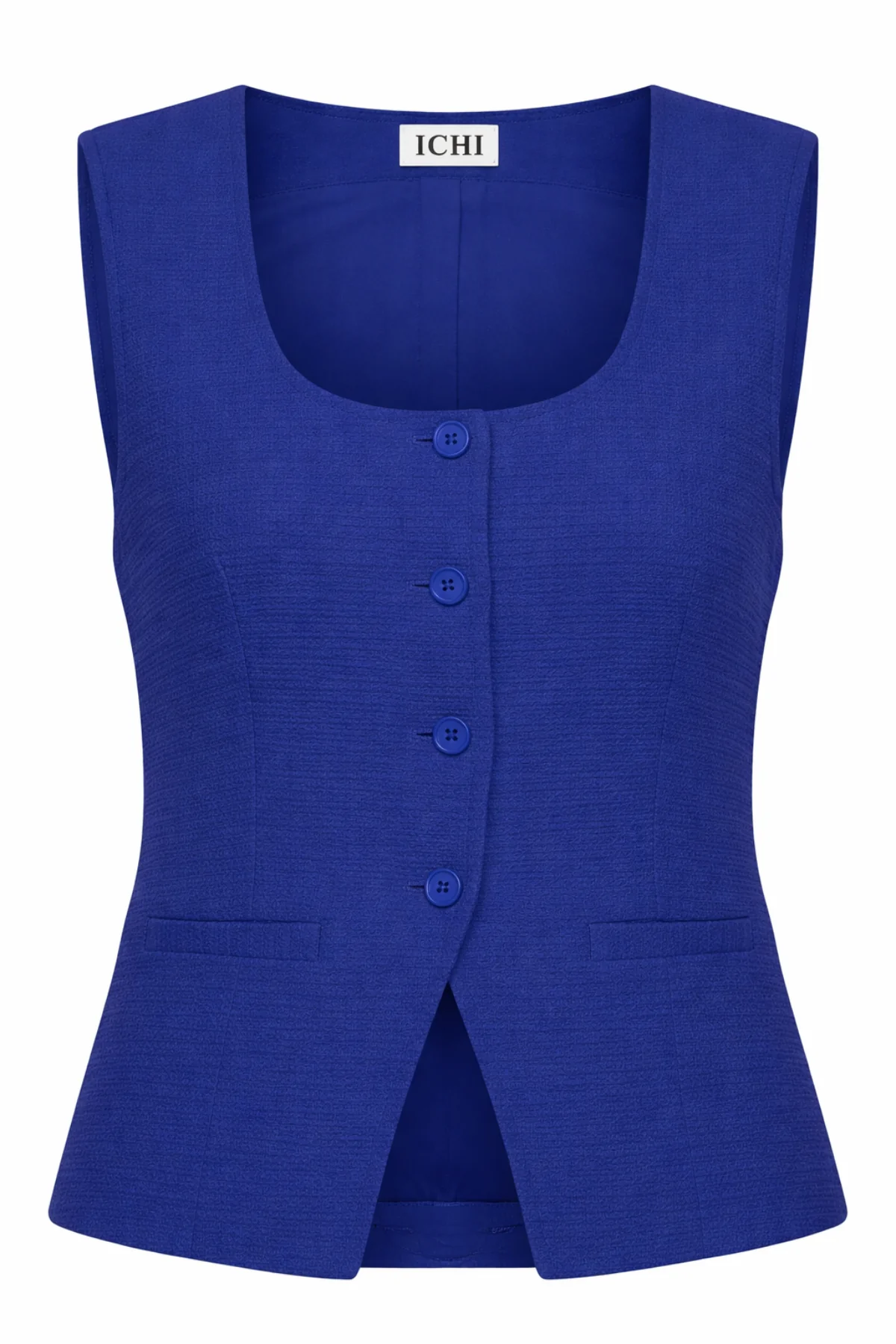 ICHI Kate Lumina Textured Waistcoat - Royal Blue