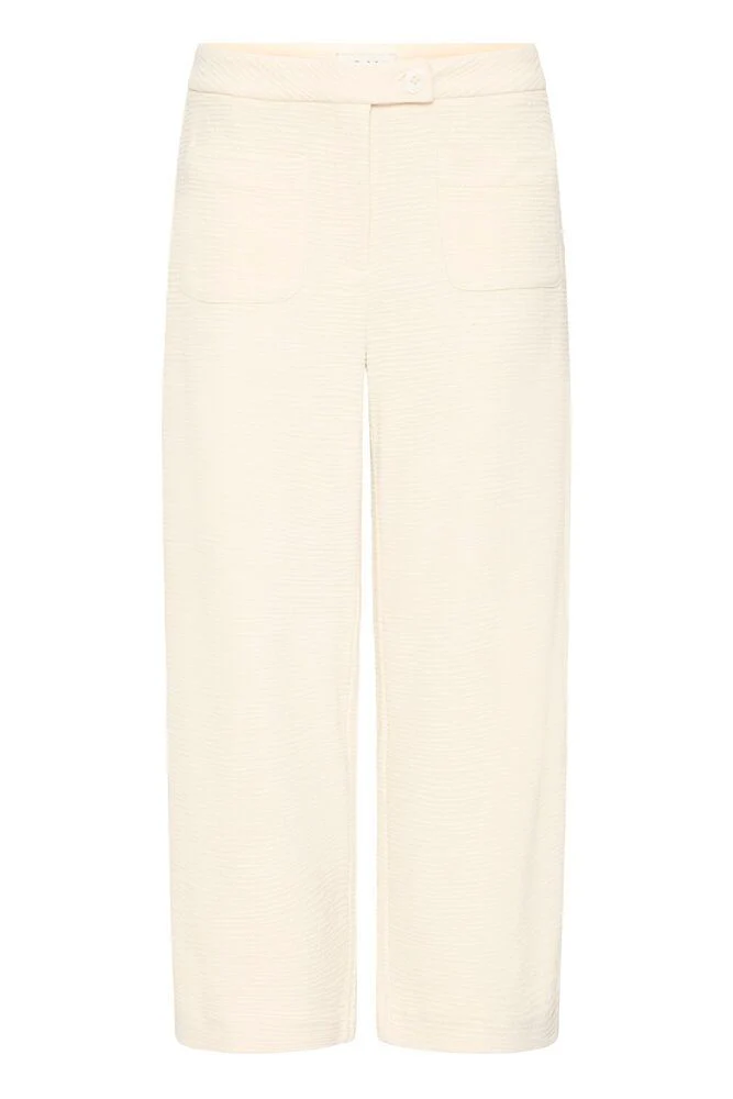 ICHI Kate Lumina Textured Pants - Cream - Image 8