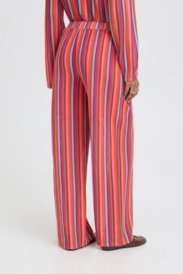 ICHI Libella Stripe Pants - Orange - Image 3