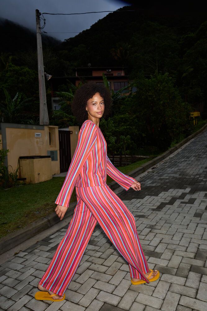 ICHI Libella Stripe Pants - Orange - Image 6