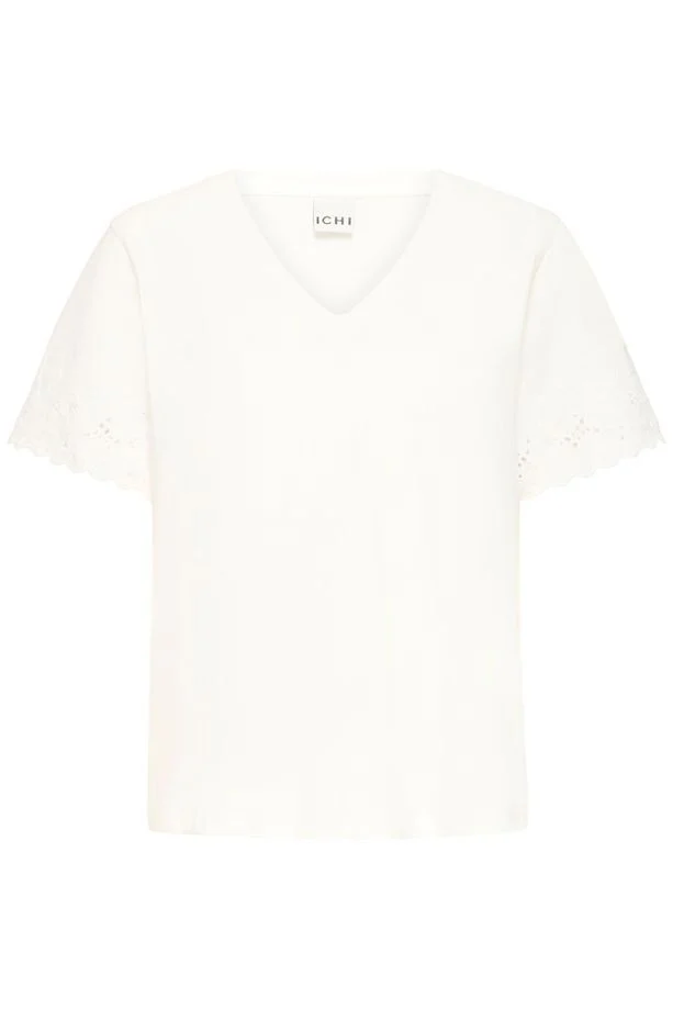 ICHI Mimmie V-Neck T-Shirt - White - Image 5