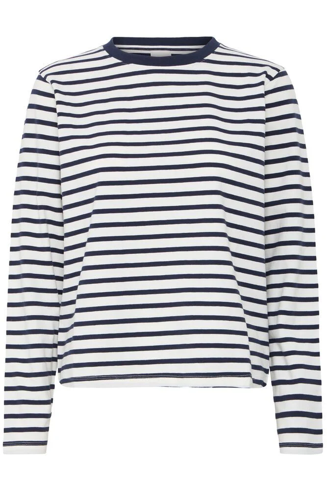 ICHI Mira Striped Top - Navy - Image 4