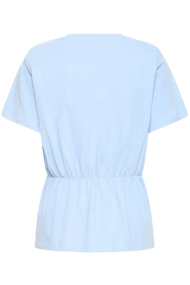 ICHI Noelia SS Elastic Waist T-Shirt - Blue - Image 2