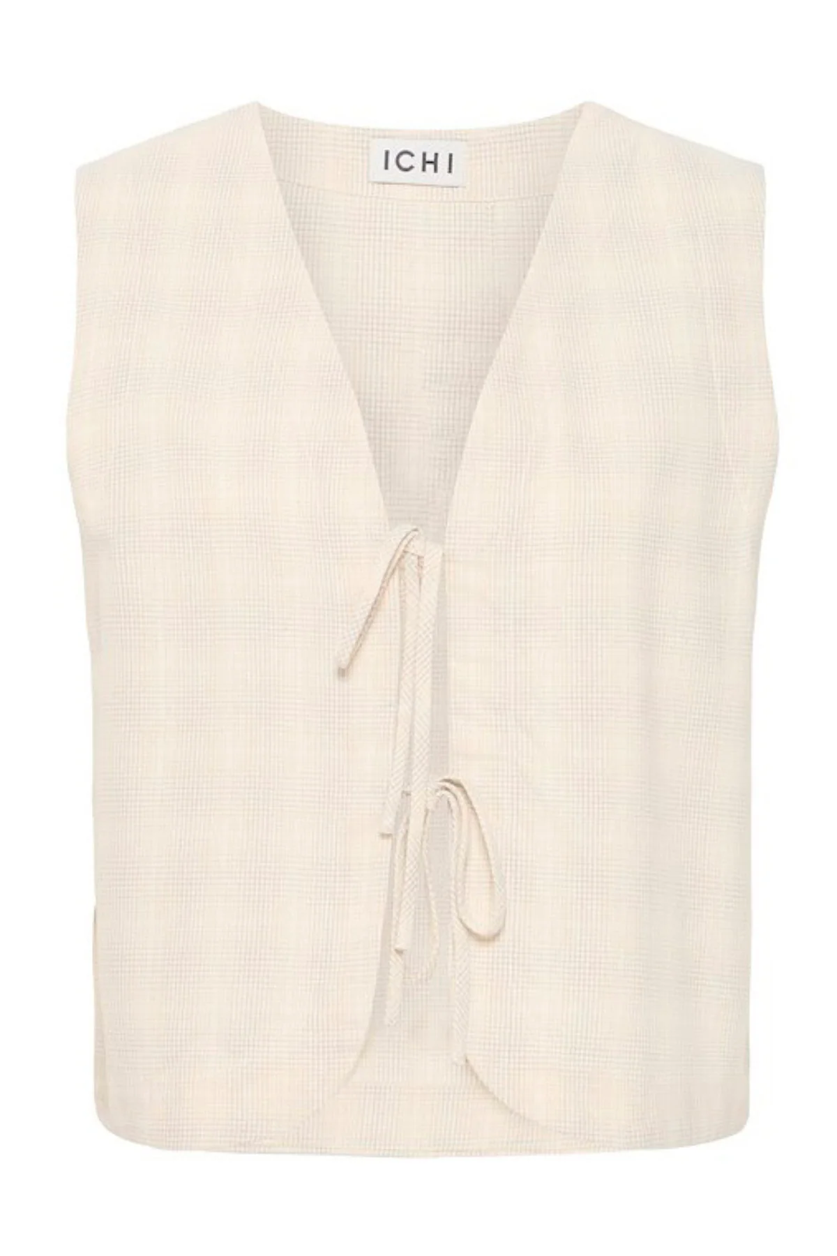 ICHI Saffron Tie Front Waistcoat - Cream