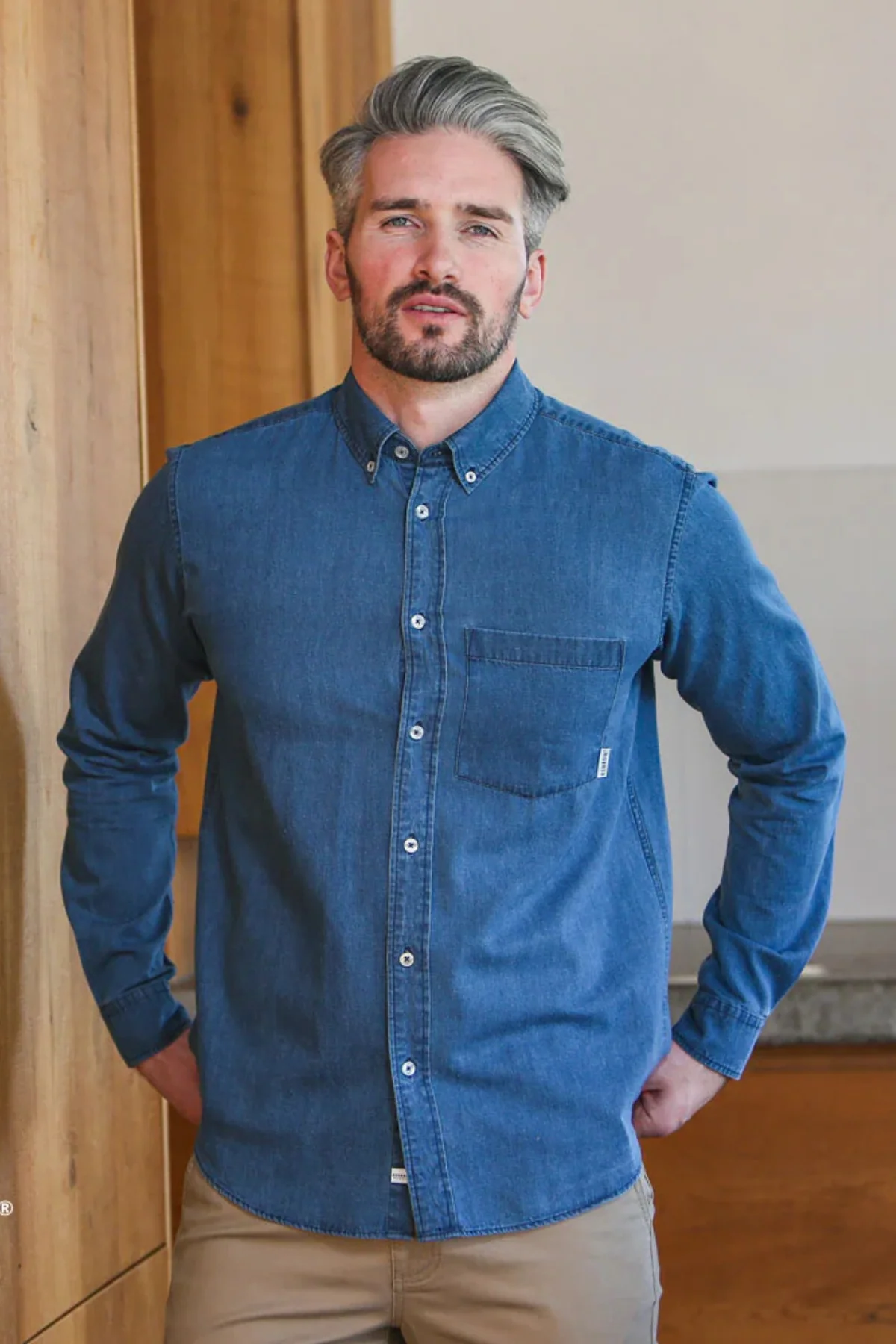 KENROW Men's Keenan Denim Shirt - Mid blue - Image 2