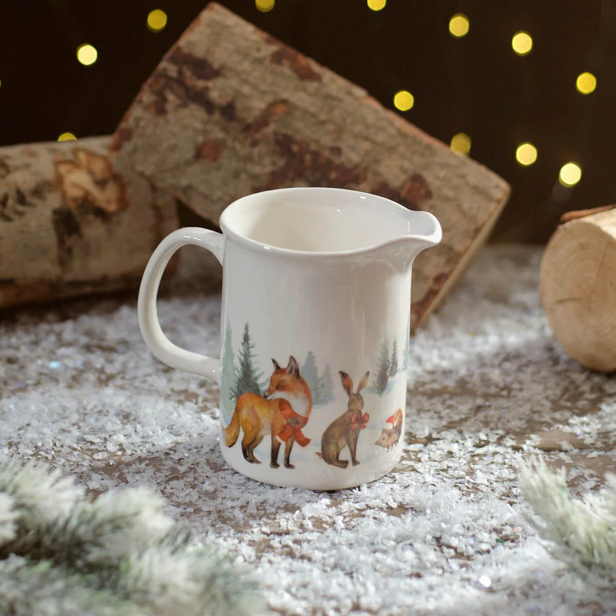 LANGS Christmas Frosted Forest Animal Ceramic Jug - Image 2