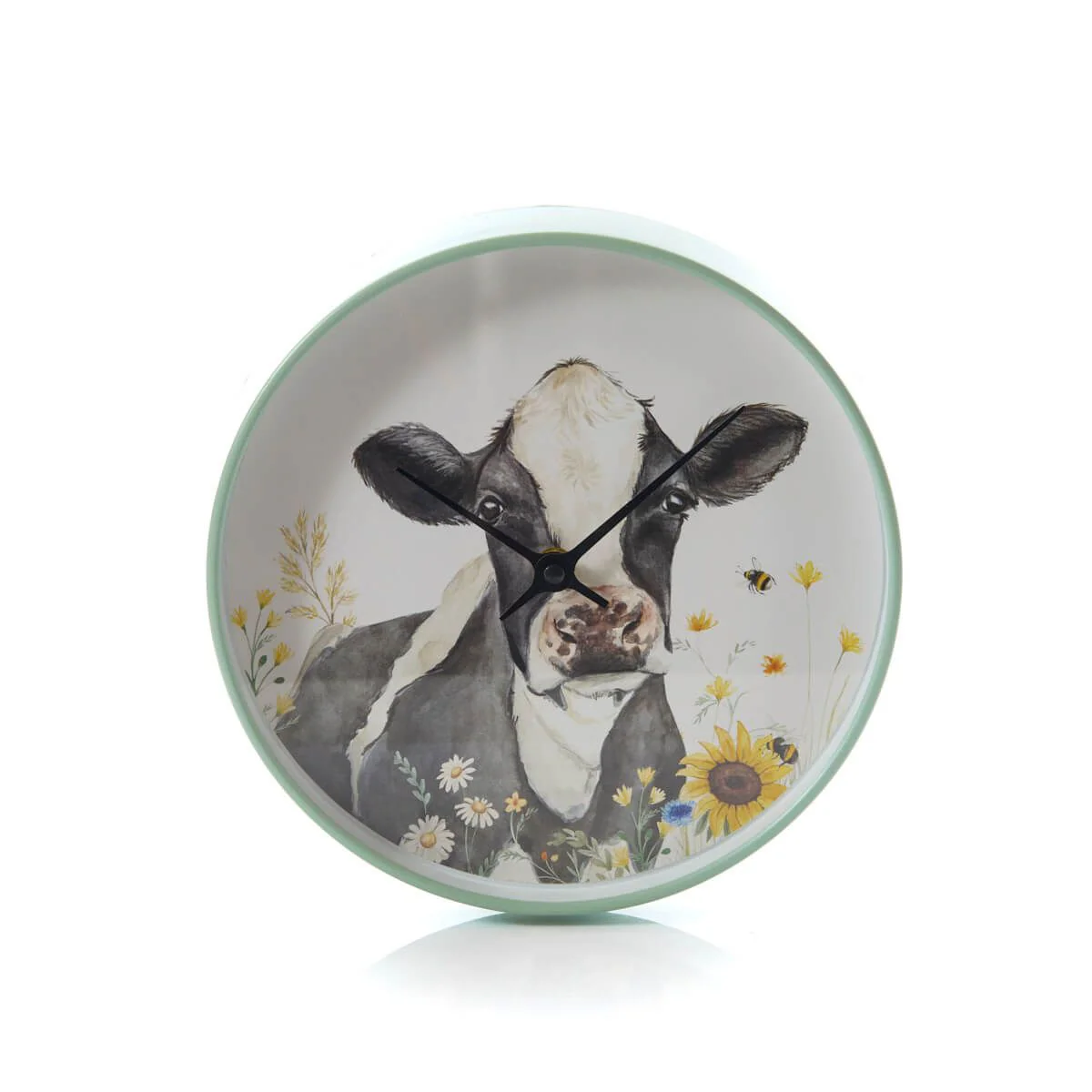 LANGS Friesian Floral Cow Wall Clock 25cm - Image 2
