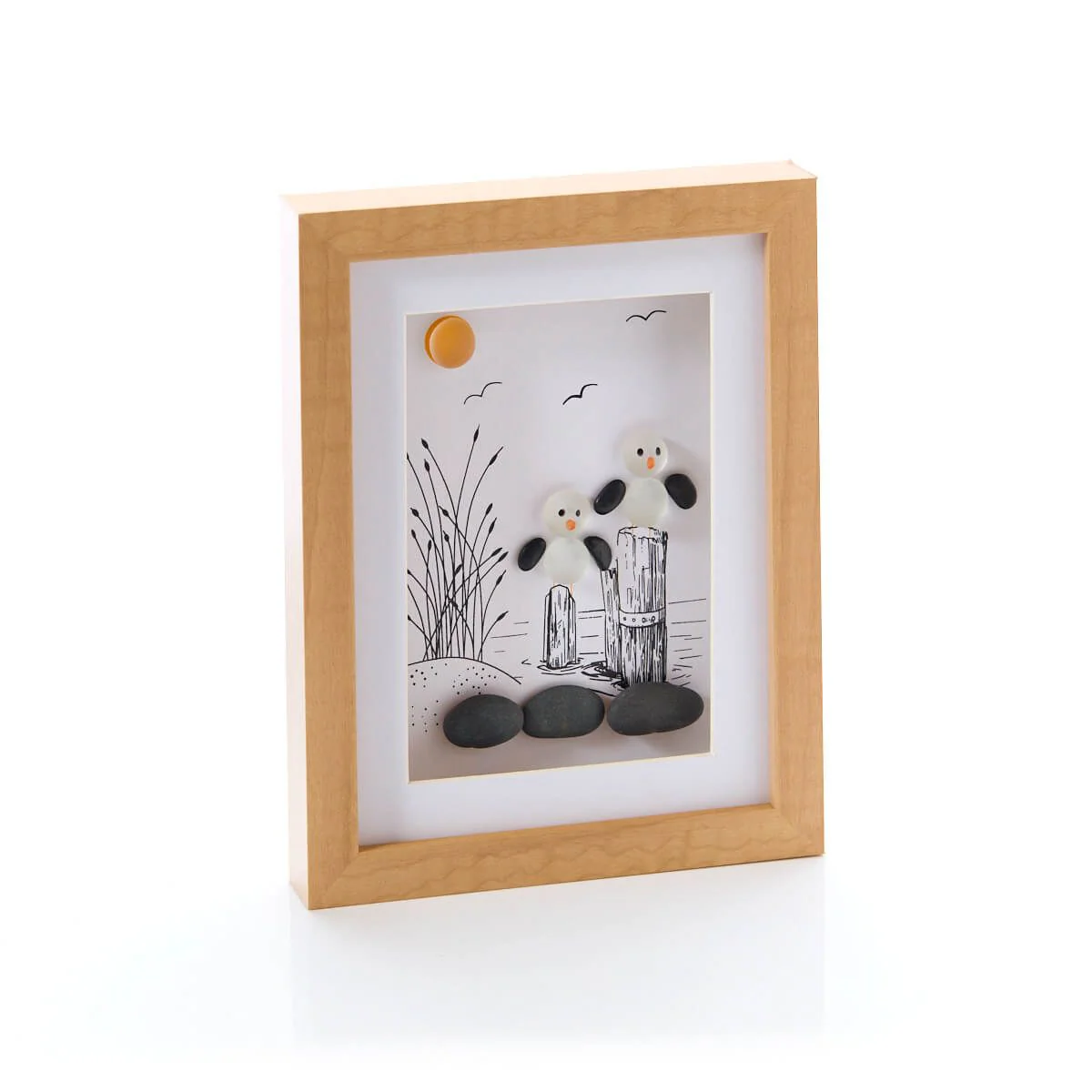 LANGS Glass Pebble Seagulls Decorative Frame 20cm - Image 2