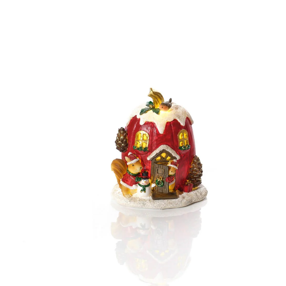 LANGS LED Festive Robin and Squirrels House 13.5cm - Image 3