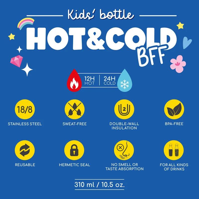 LEGAMI Kids' Vacuum Bottle - Hot&Cold BFF - Unicorn - Image 3