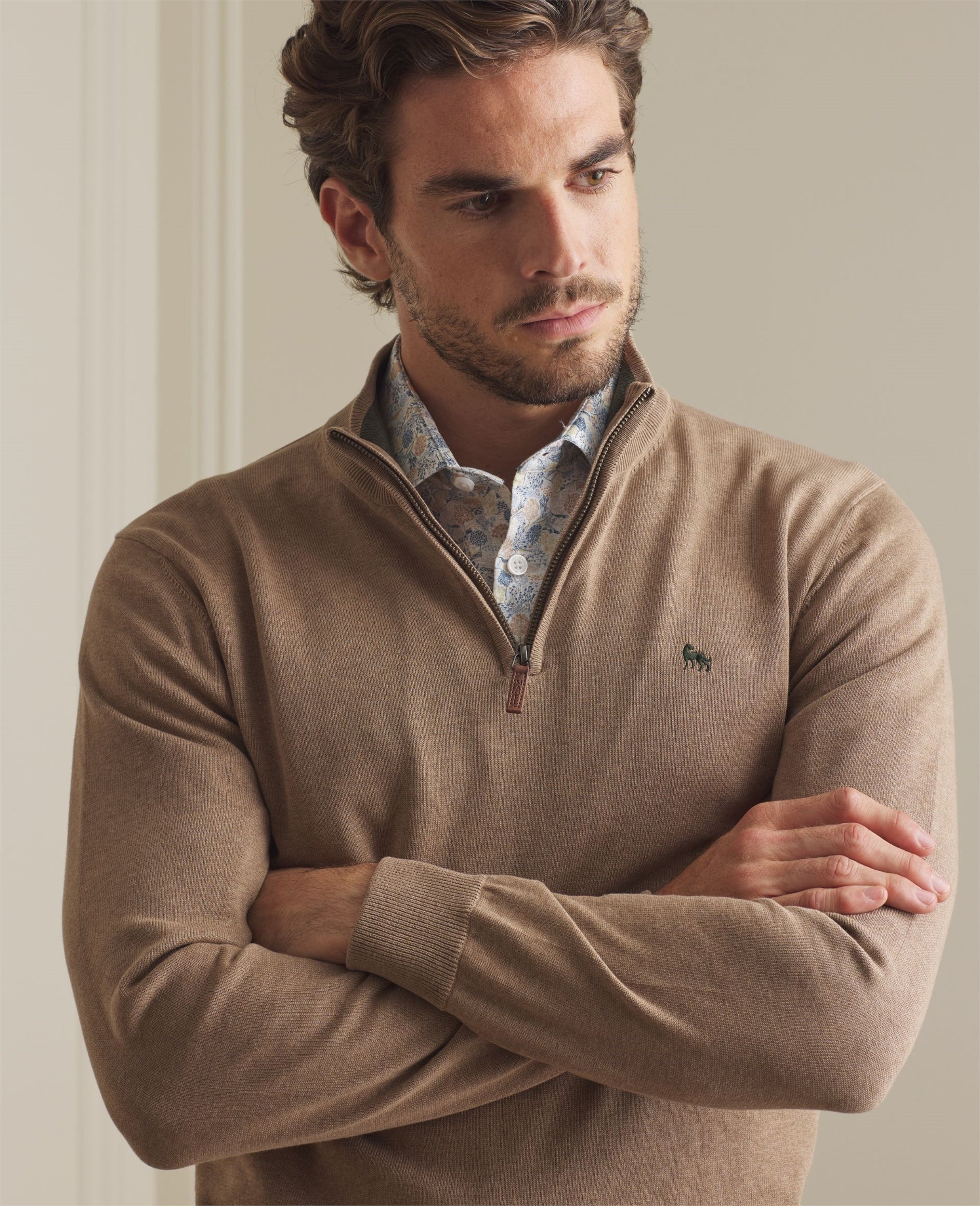 MAGEE Carn Quarter Zip - Sandy Brown