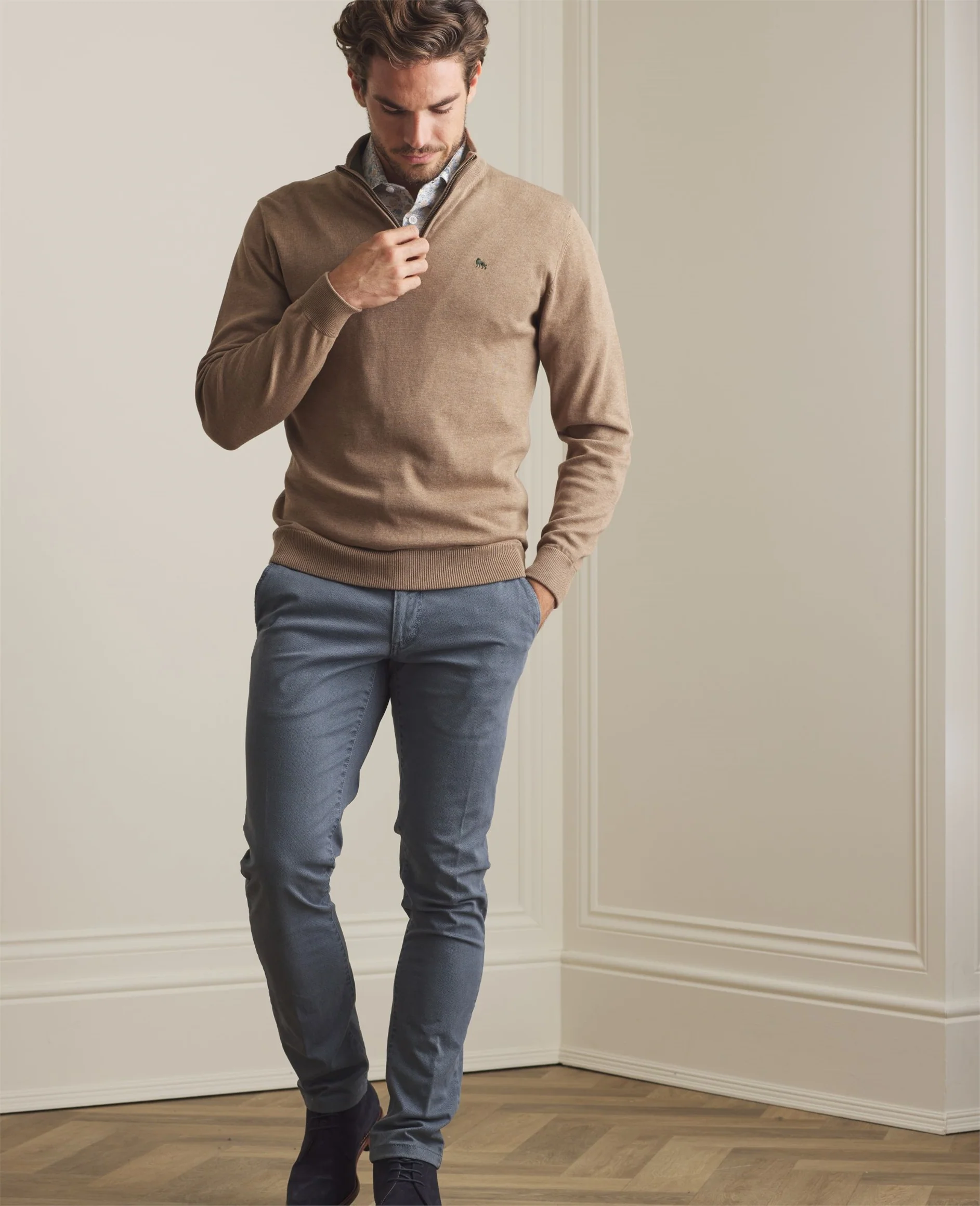 MAGEE Carn Quarter Zip - Sandy Brown - Image 3