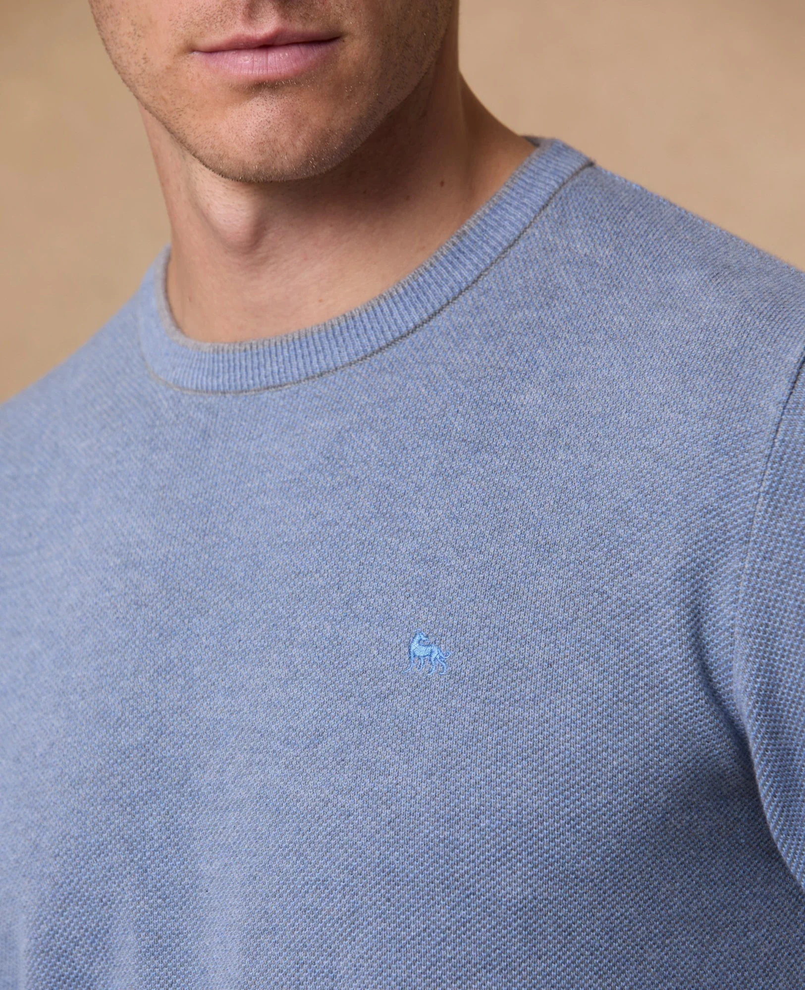 MAGEE Charlie Micro Crew Jumper - Sky Blue - Image 2