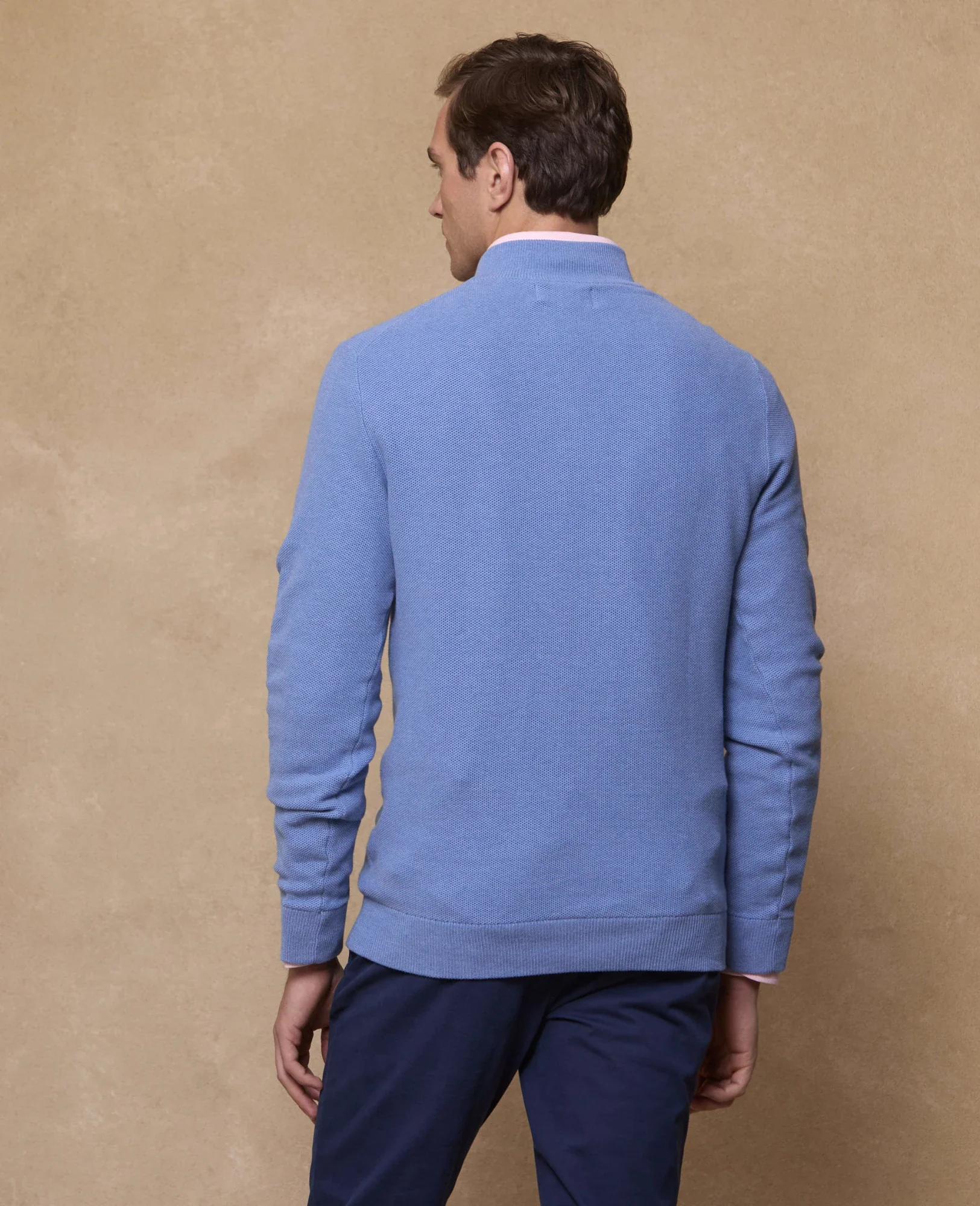 MAGEE Liam Cotton 1/4 Zip Jumper - Blue - Image 4