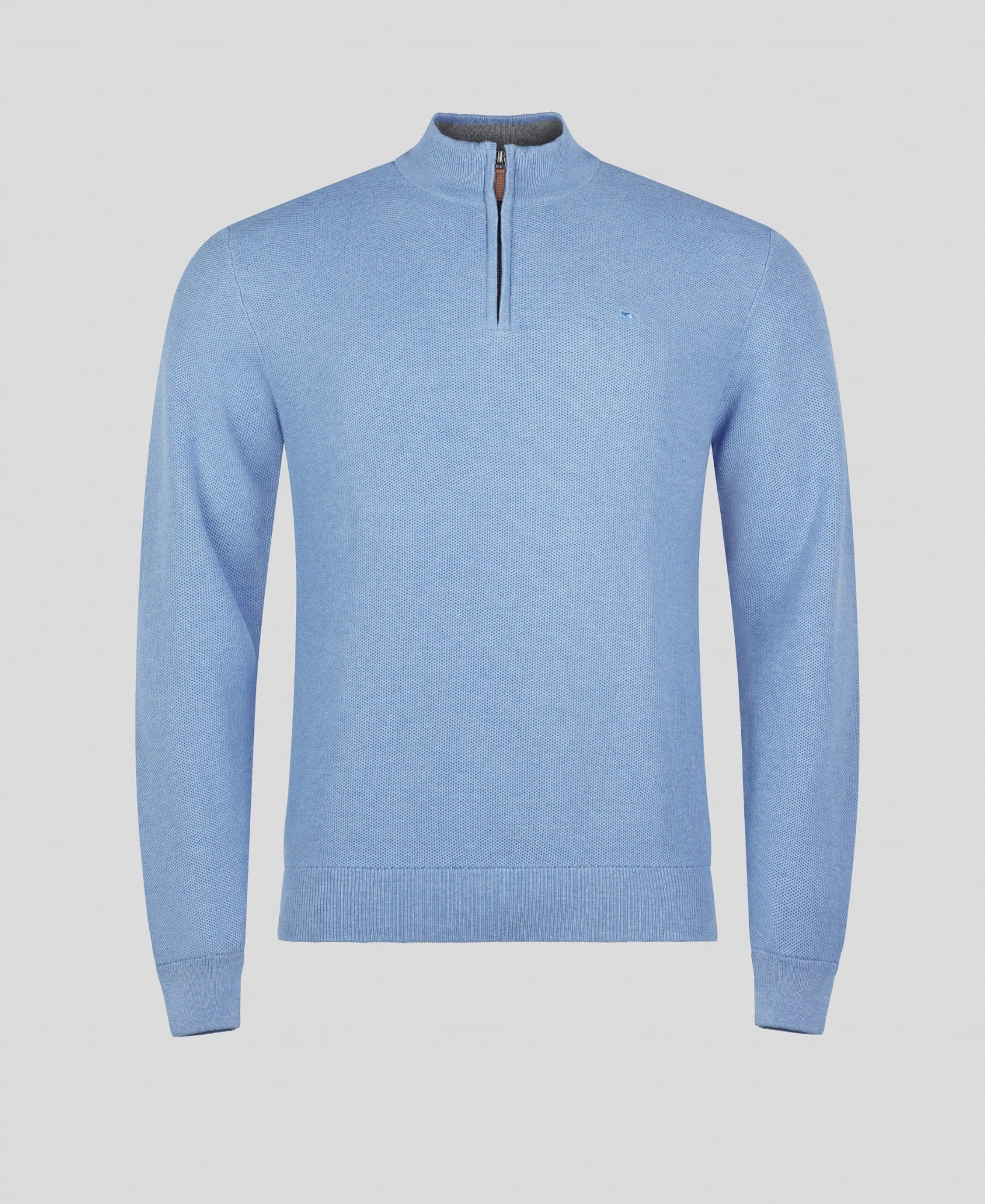 MAGEE Liam Cotton 1/4 Zip Jumper - Blue - Image 6