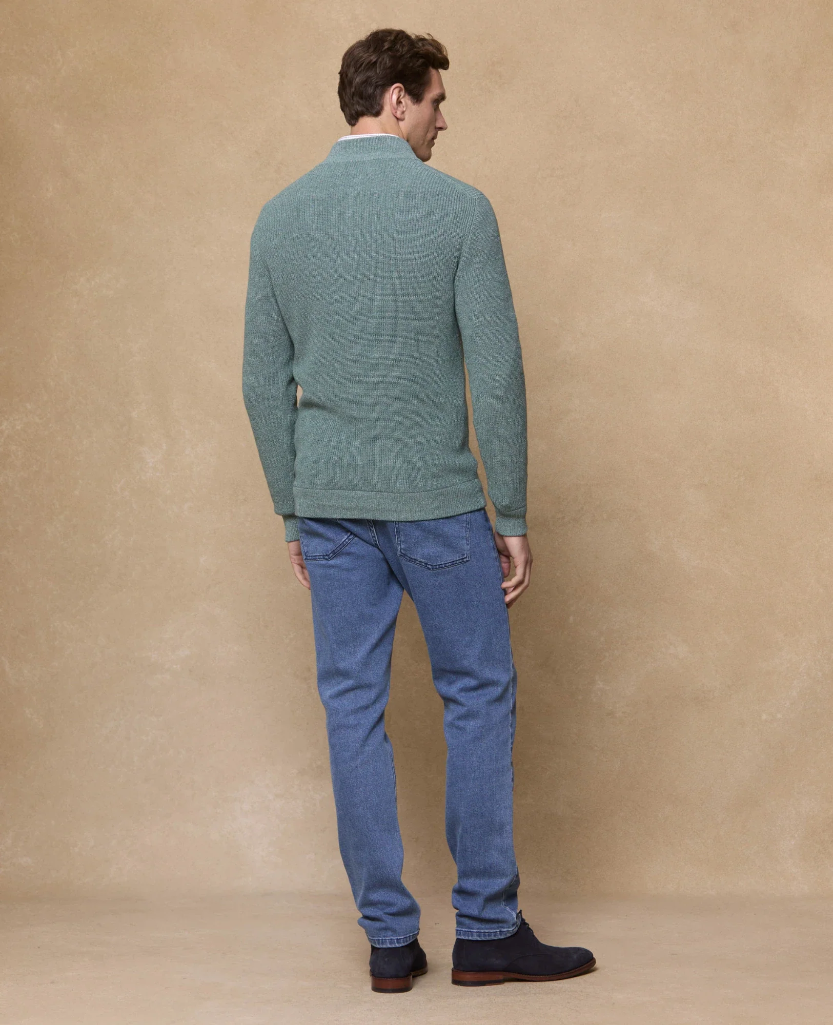 MAGEE Steve Cotton 1/4 Zip Jumper - Green - Image 4