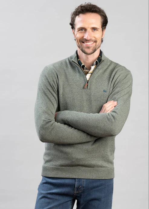 MAGEE Valentia 1/4 Zip Jumper - Green - Image 2