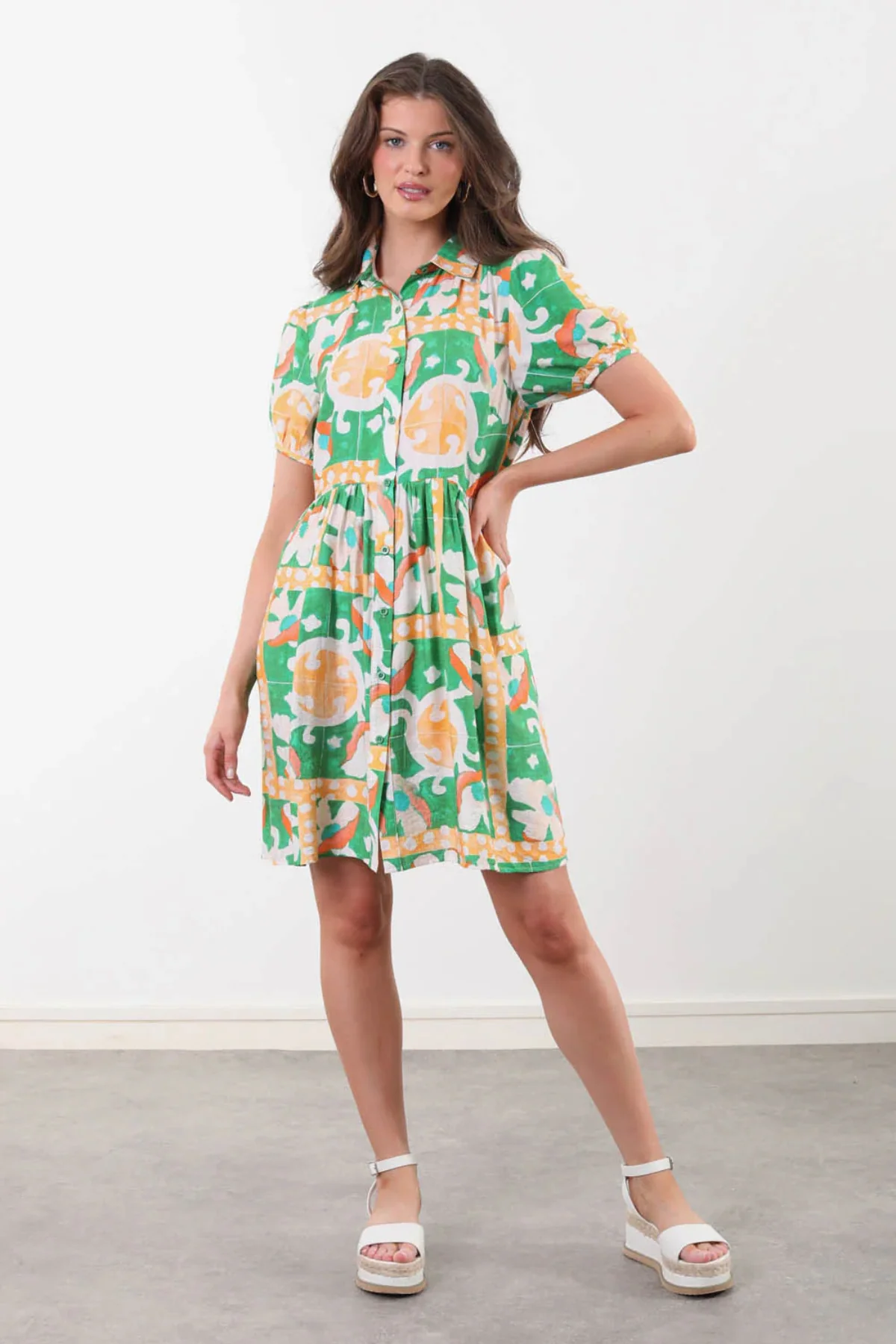 MARC ANGELO Summer Shirt Dress - Green - Image 2