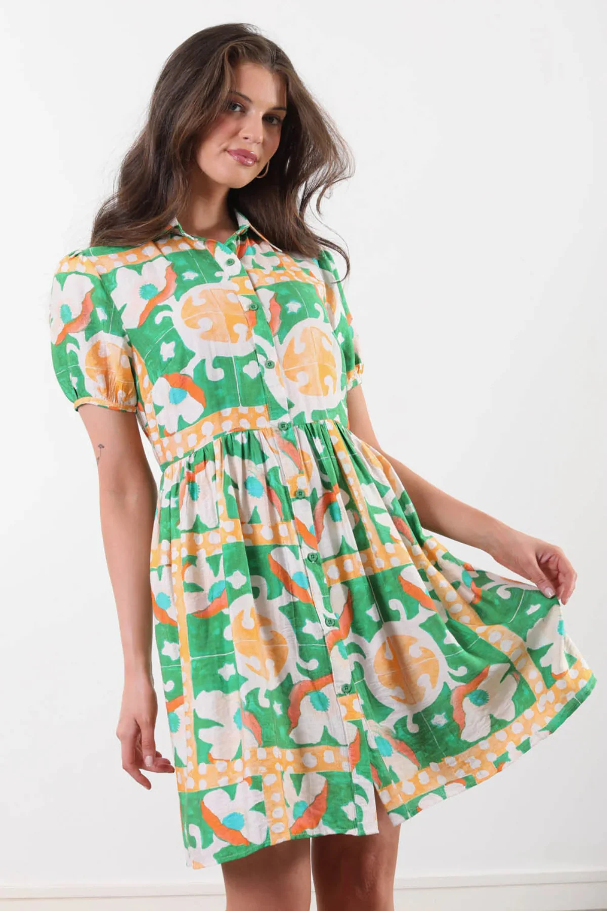 MARC ANGELO Summer Shirt Dress - Green - Image 3