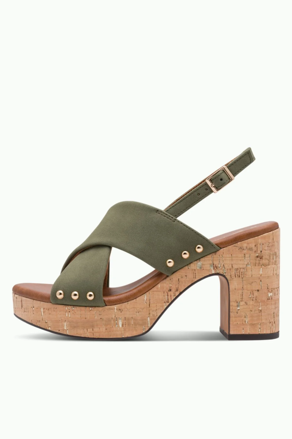 MARCO TOZZI Cross Strap Block Heel Sandal - Olive - Image 2
