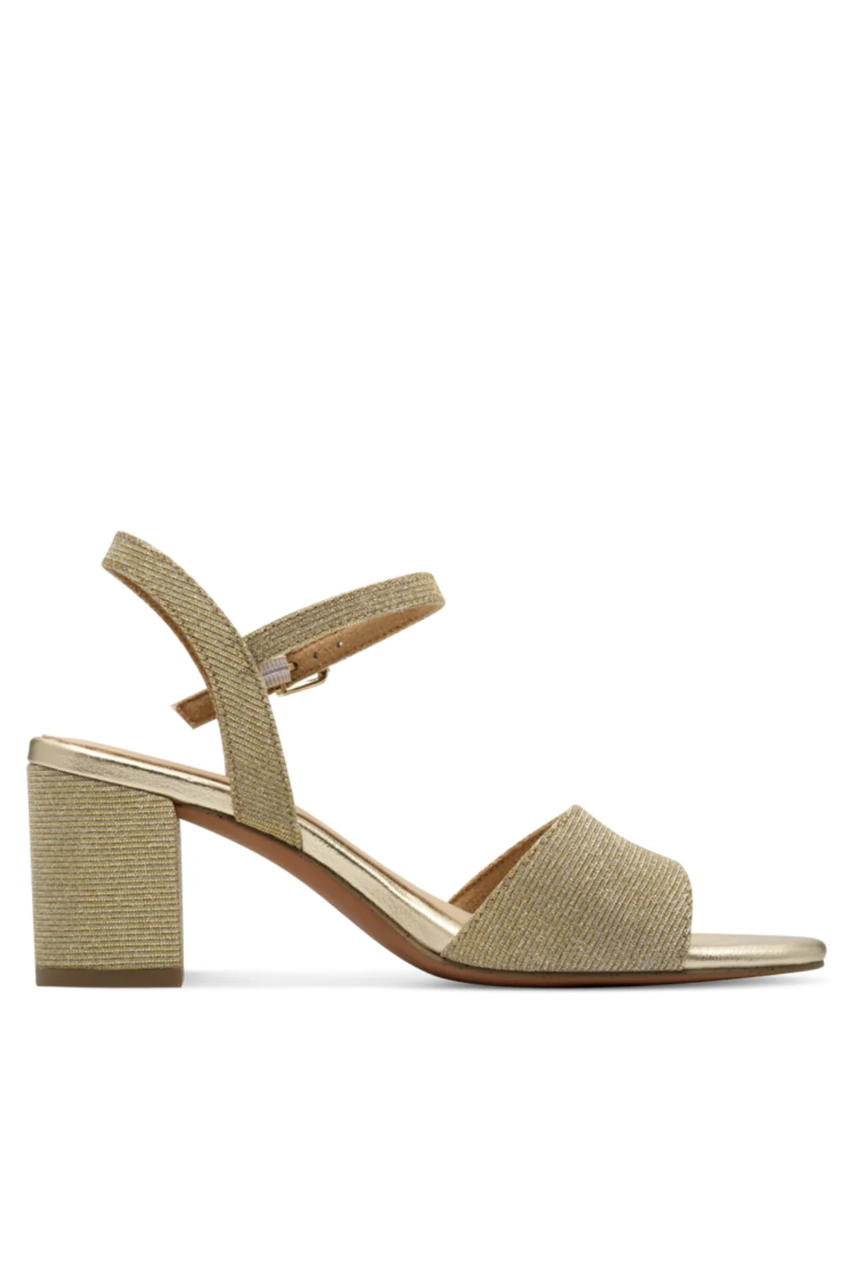 MARCO TOZZI Glitter Block Heel Sandals - Platinum