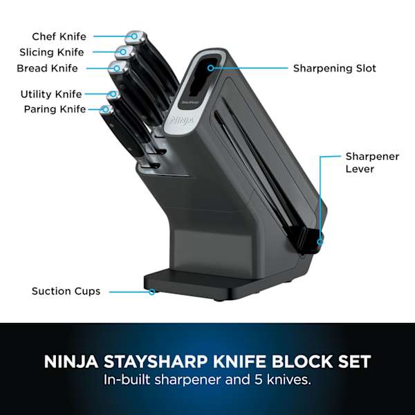 NINJA Foodi StaySharp Knife Block with Integrated Sharpener – 5Pc Set - Image 3
