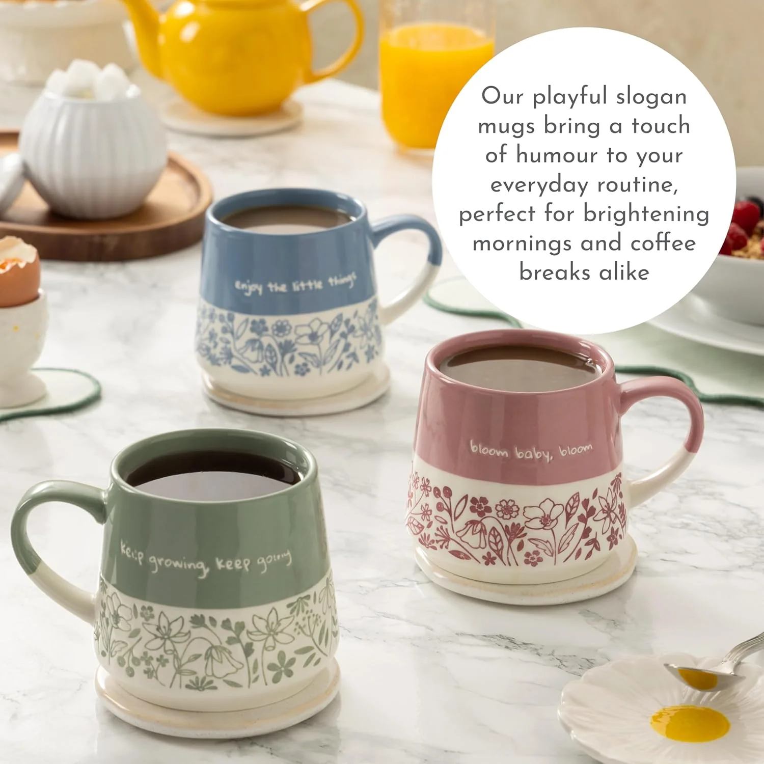 PRICE & KENSINGTON Keep Growing Keep Going Slogan Mug 450ml - Green - Image 3