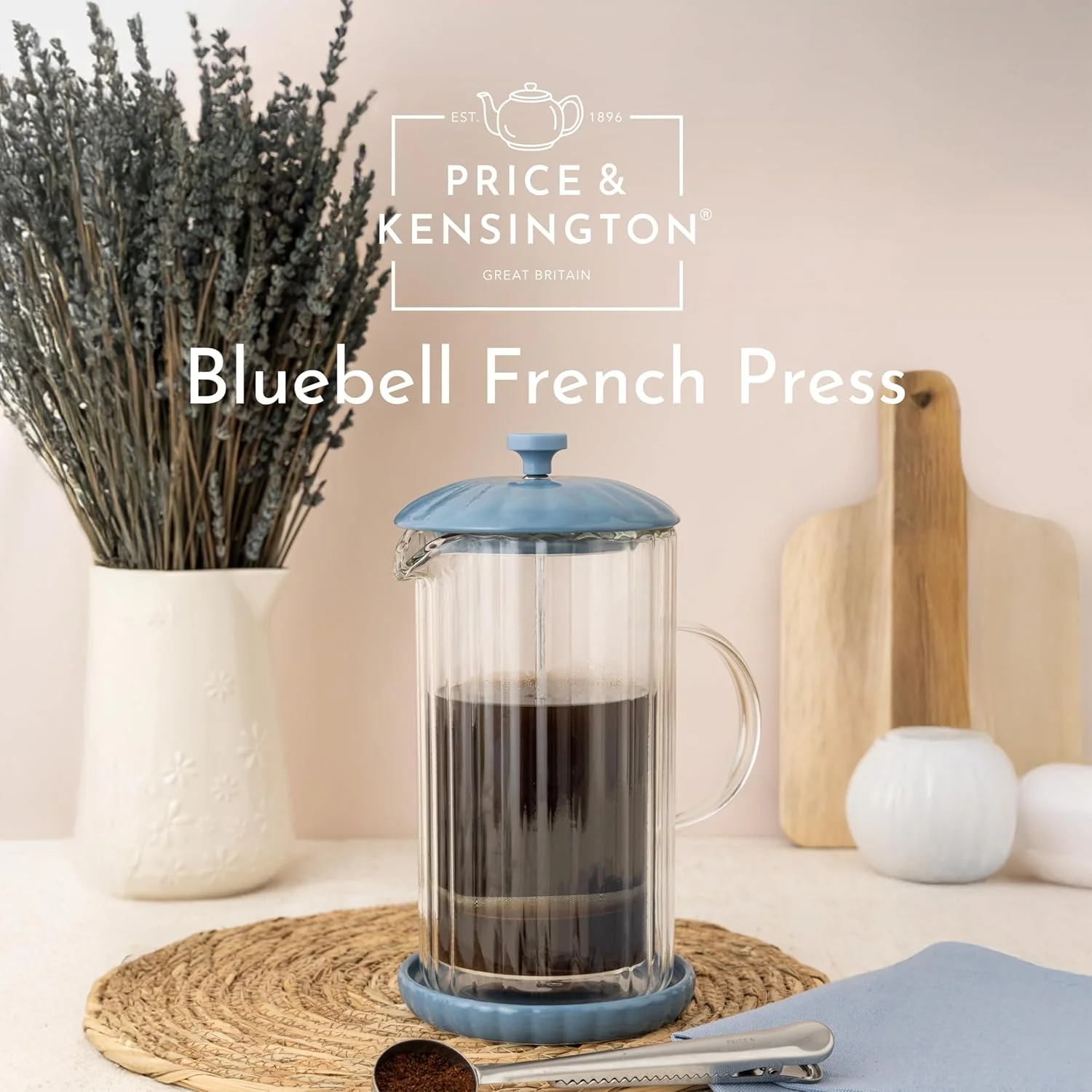 PRICE & KENSINGTON Luxe Cafetiere/French Press Bluebell 1L - Image 6
