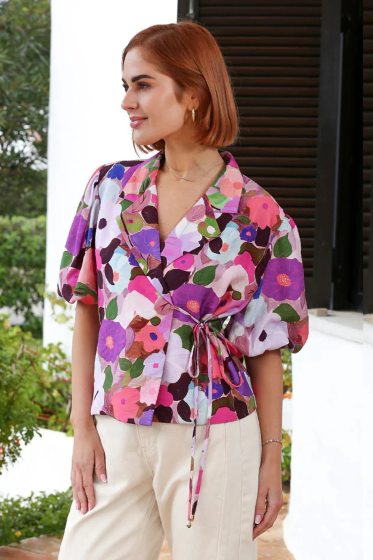 RANT & RAVE Morgan Floral Wrap Top - Pink - Image 2