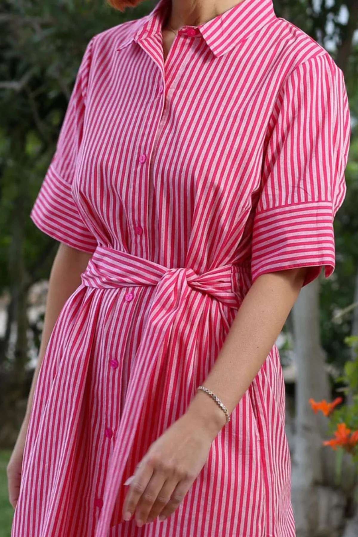 RANT & RAVE Alicia Striped Shirt Dress - Pink - Image 3