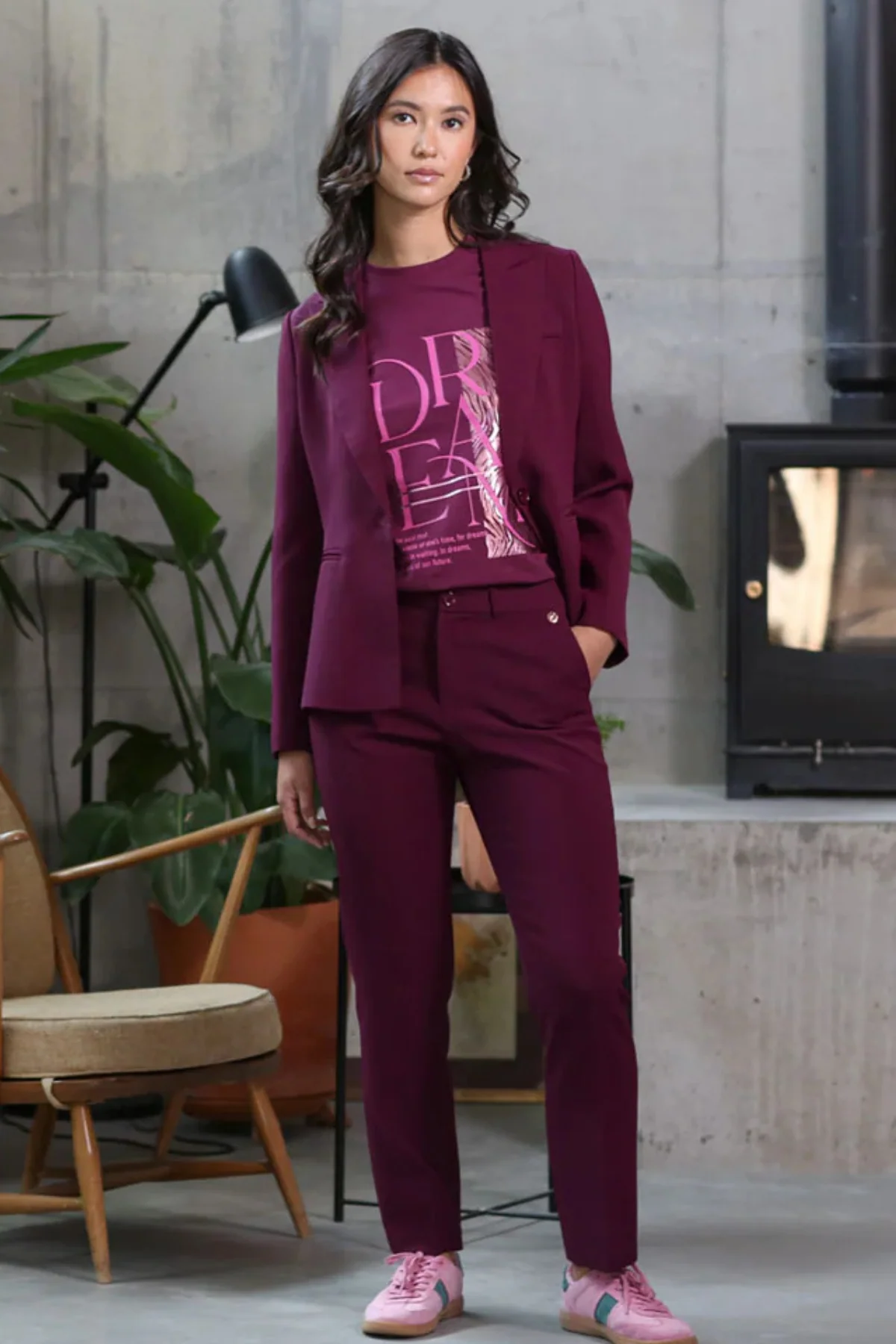 RANT & RAVE Bella Straight Leg Trousers - Cranberry - Image 2