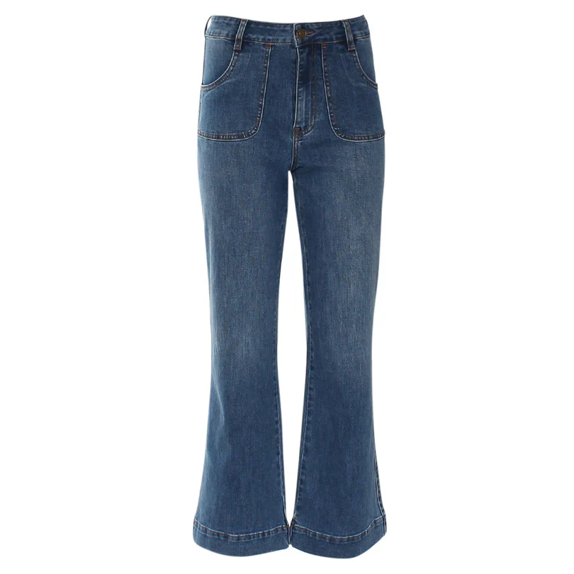 RANT & RAVE Janette Wide Leg Jeans - Mid Blue - Image 4