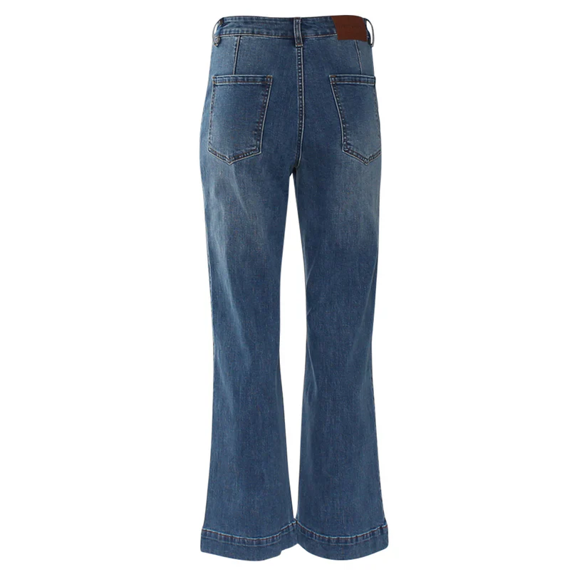 RANT & RAVE Janette Wide Leg Jeans - Mid Blue - Image 5