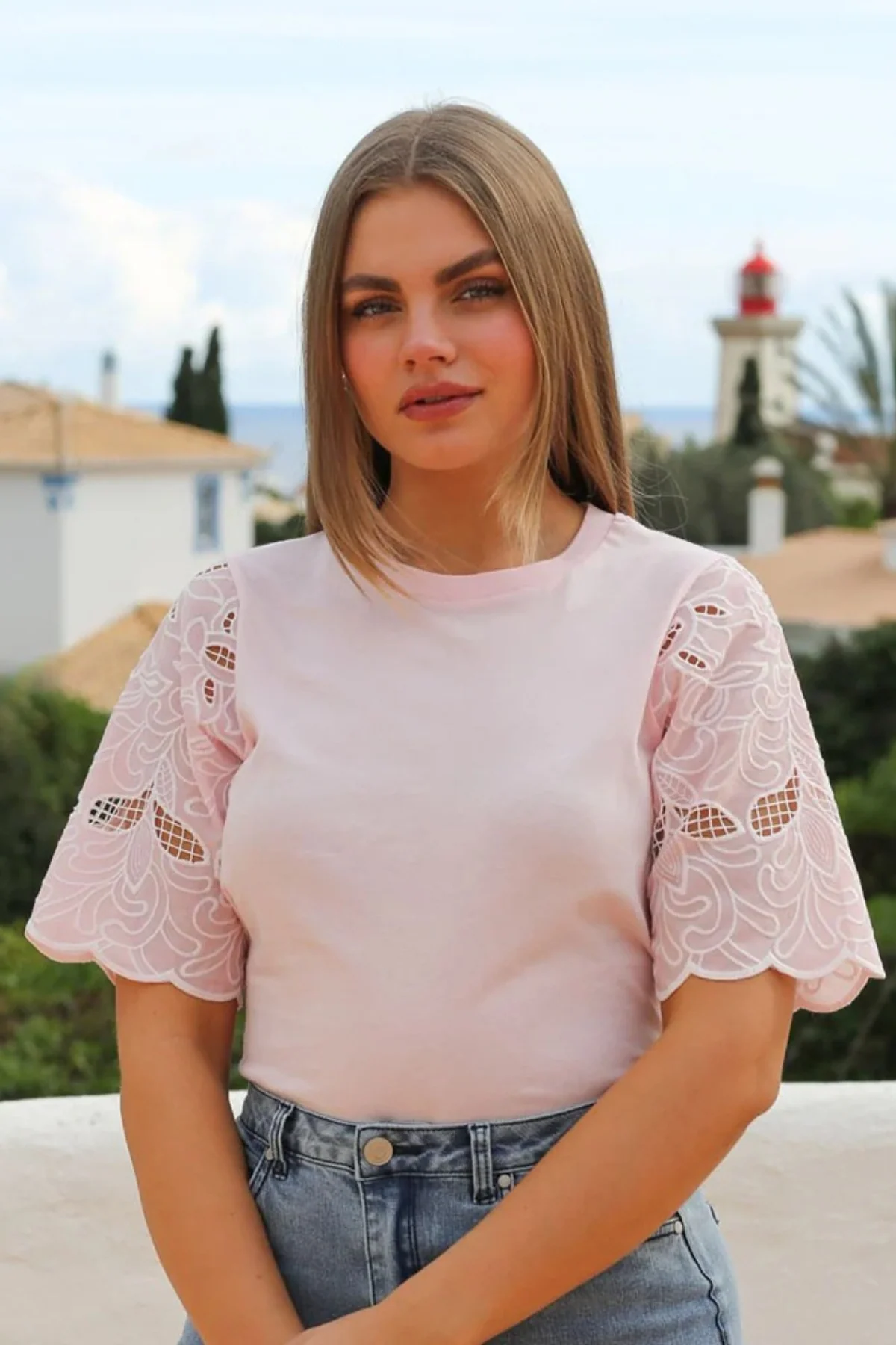 RANT & RAVE Kay Lace Sleeve Top - Pink