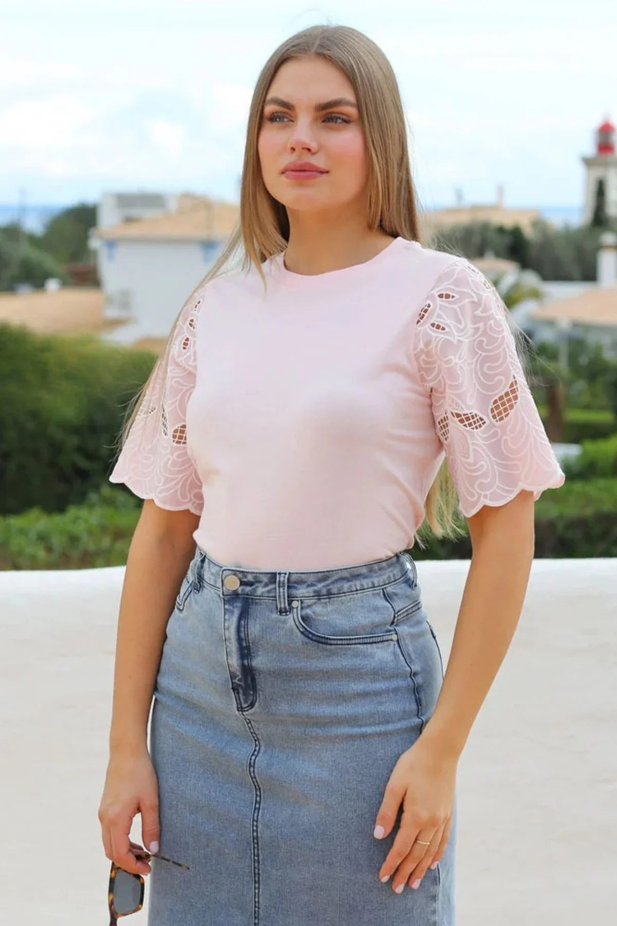 RANT & RAVE Kay Lace Sleeve Top - Pink - Image 2