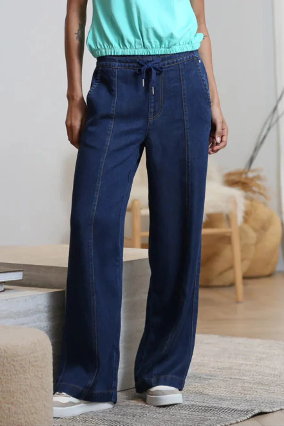 RELAX & RENEW Lana Wide Leg Trouser - Dark Wash
