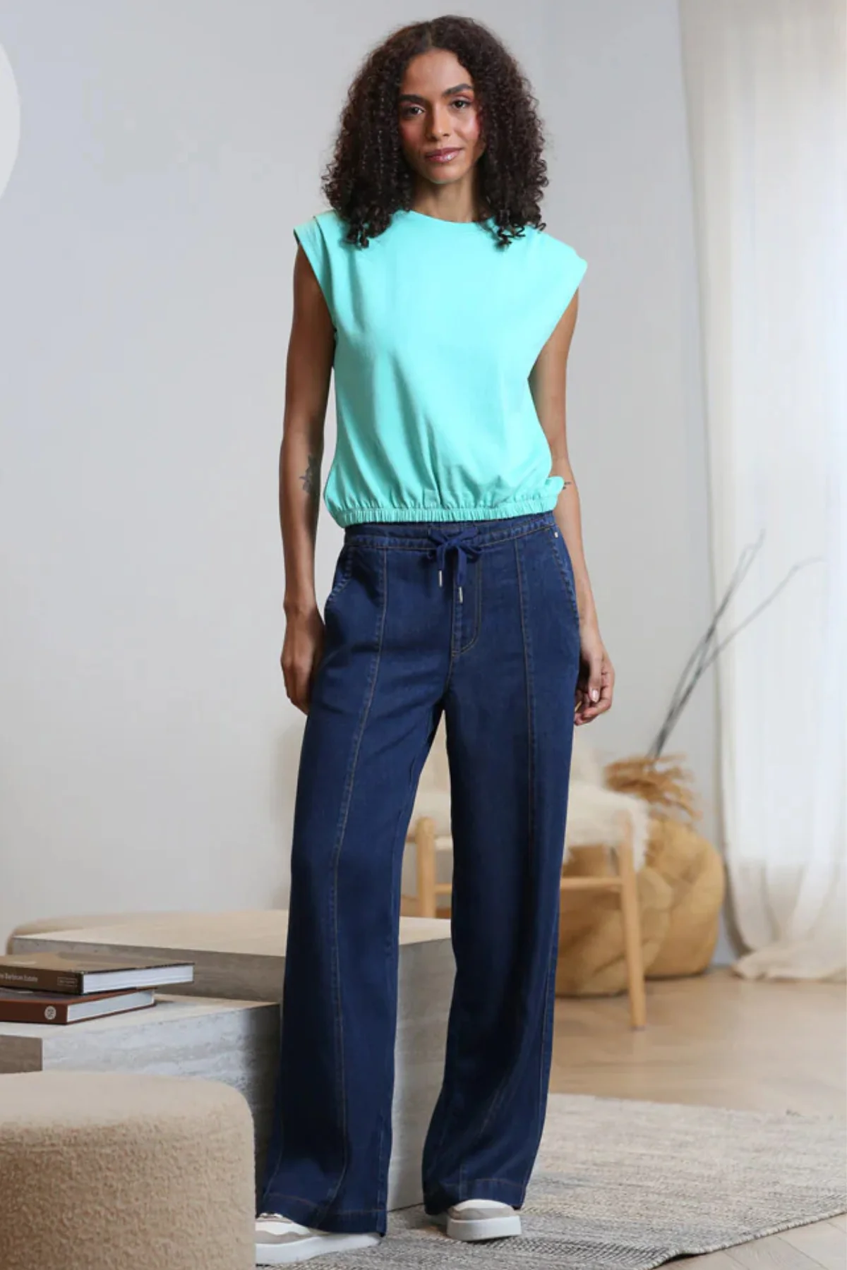 RELAX & RENEW Lana Wide Leg Trouser - Dark Wash - Image 2