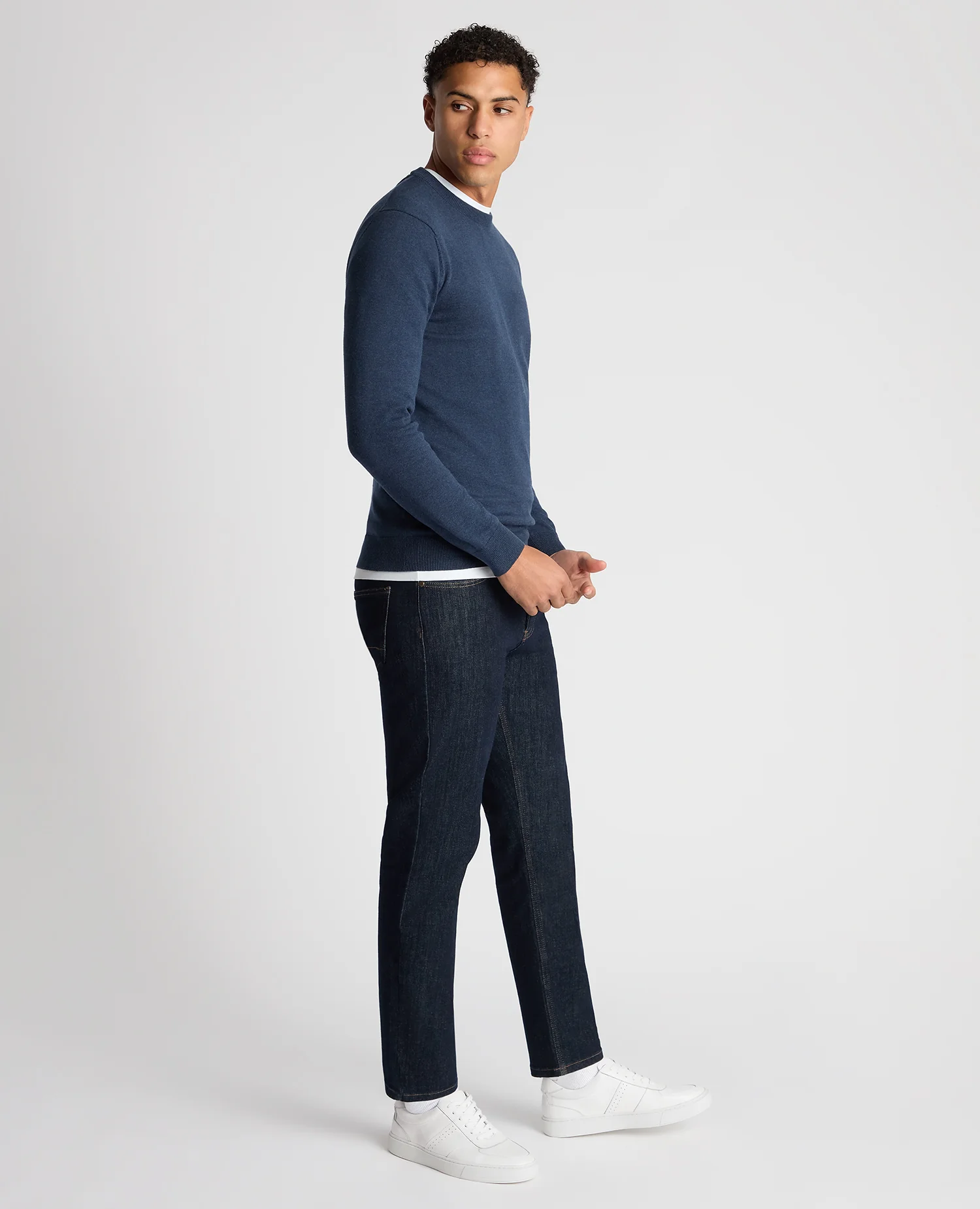 REMUS UOMO : Crew Neck Sweater - Indigo - Image 3