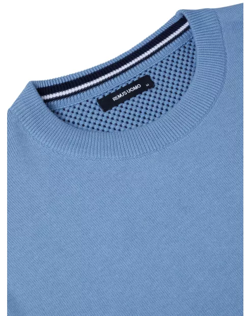 REMUS UOMO Crew Neck Sweater - Sky Blue - Image 2