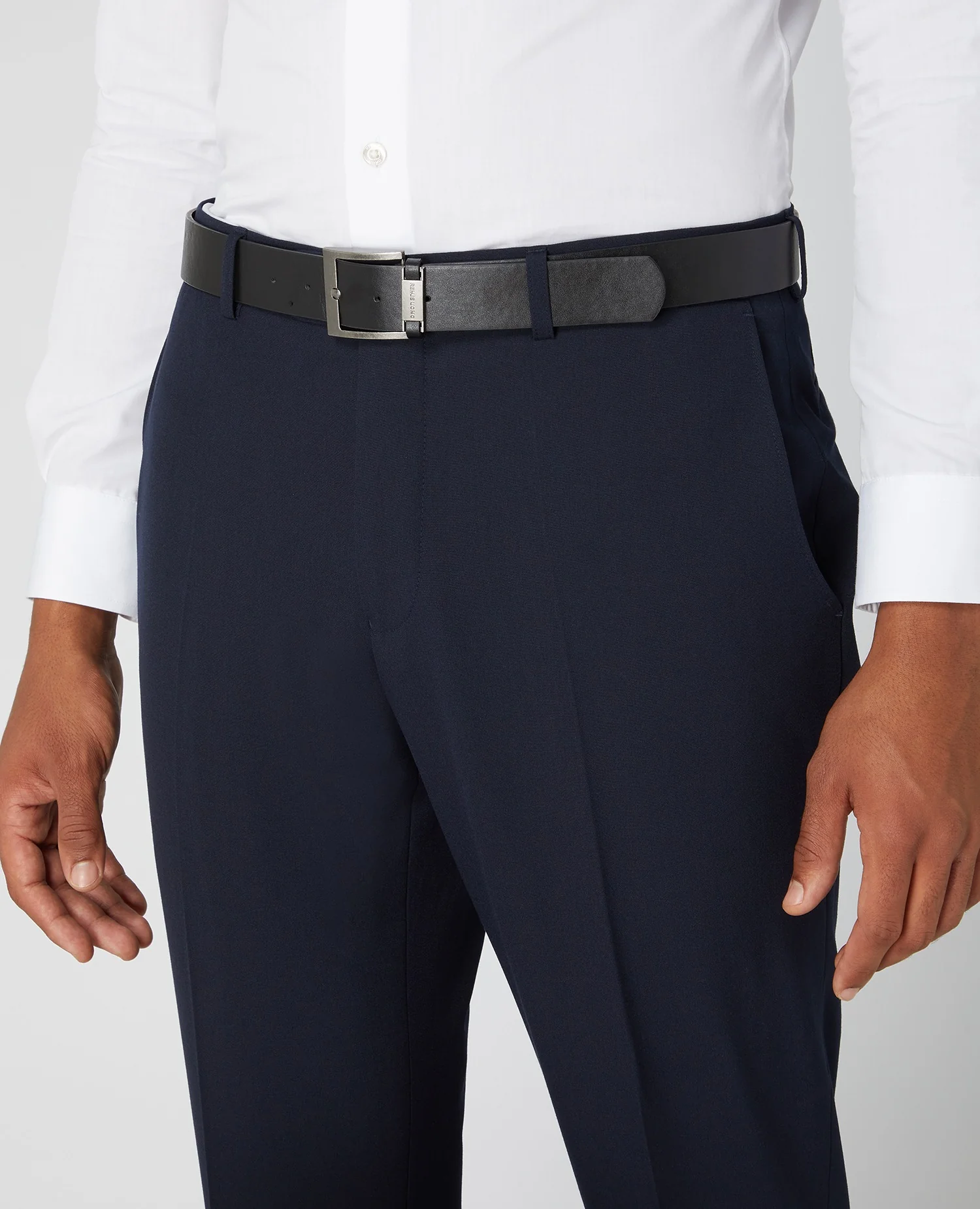 REMUS UOMO Leroy Dress Trousers with a Belt - Navy - Image 4