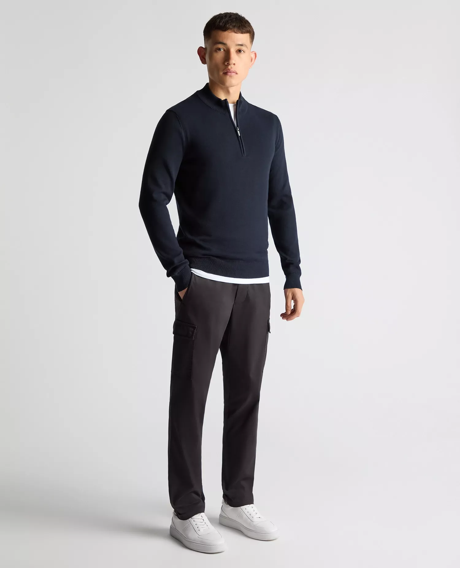 REMUS UOMO Men's Half Zip Sweater - Navy - Image 2